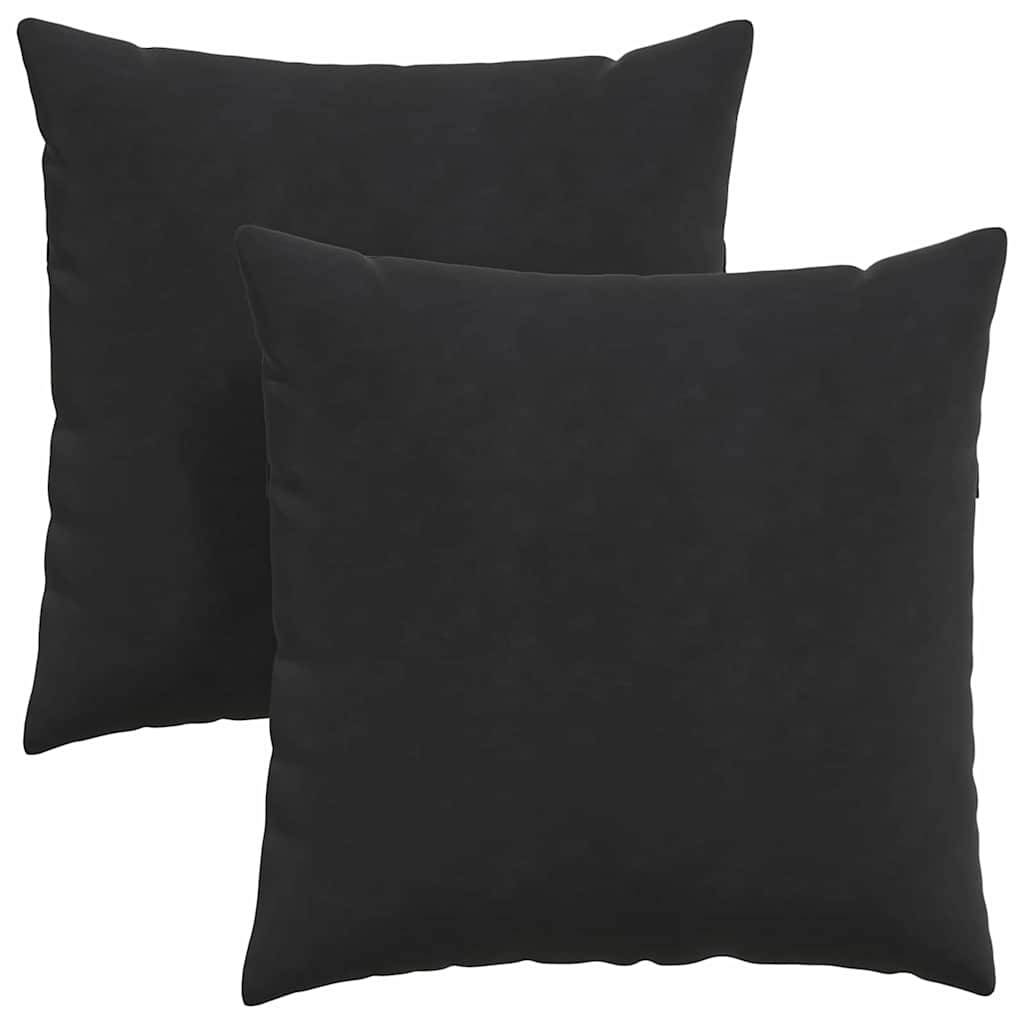 Grands Coussins de Décoration Velours Côtelé Déhoussables pour Canapé et Lit Noir 80x80 cm Lot de 2 – ComfortXL Outdoor Living - Image 2