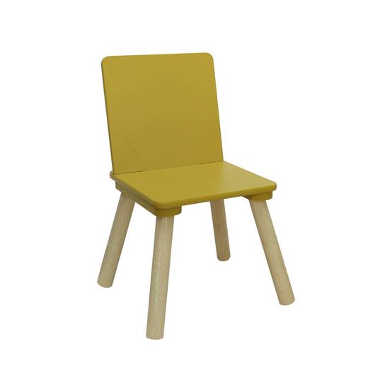 sweeek - Table carrée enfant bois de pin 2 assises jaune - Judith | sweeek - Image 5