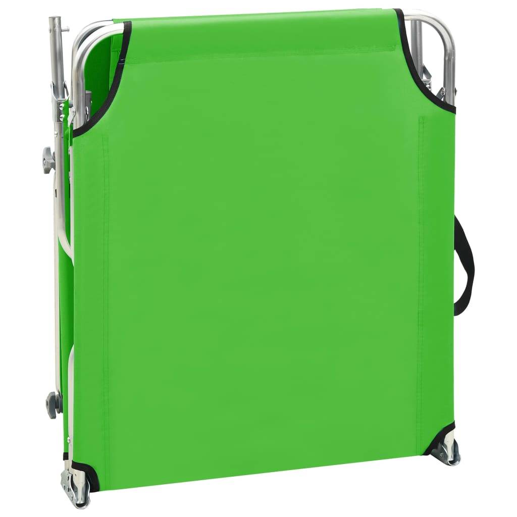 Helloshop26 - Transat chaise longue bain de soleil lit de jardin terrasse meuble d'extérieur pliable avec auvent acier vert pomme - Image 6