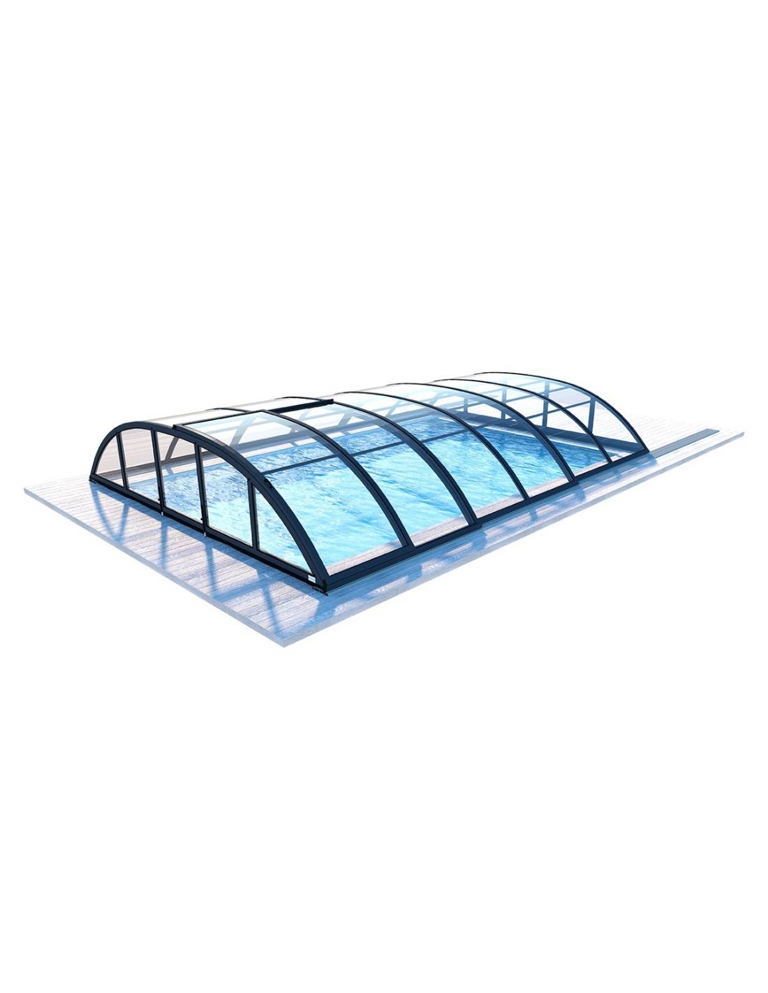 Altanka - Abri de piscine Horizon pour les modèles 7,20x4,20 m - BAS58, BAS758 - polycarbonate massif 3 mm - Couleur Ral7016 Graphite - ECO222 - Image 1