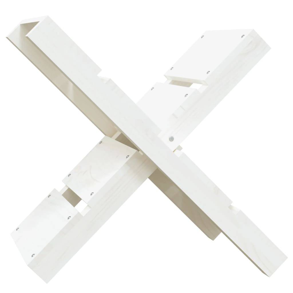 Range-bûches design en bois de pin massif Rangement bois intérieur 47x39,5x48 cm Blanc - ComfortXL Outdoor Living - Image 2