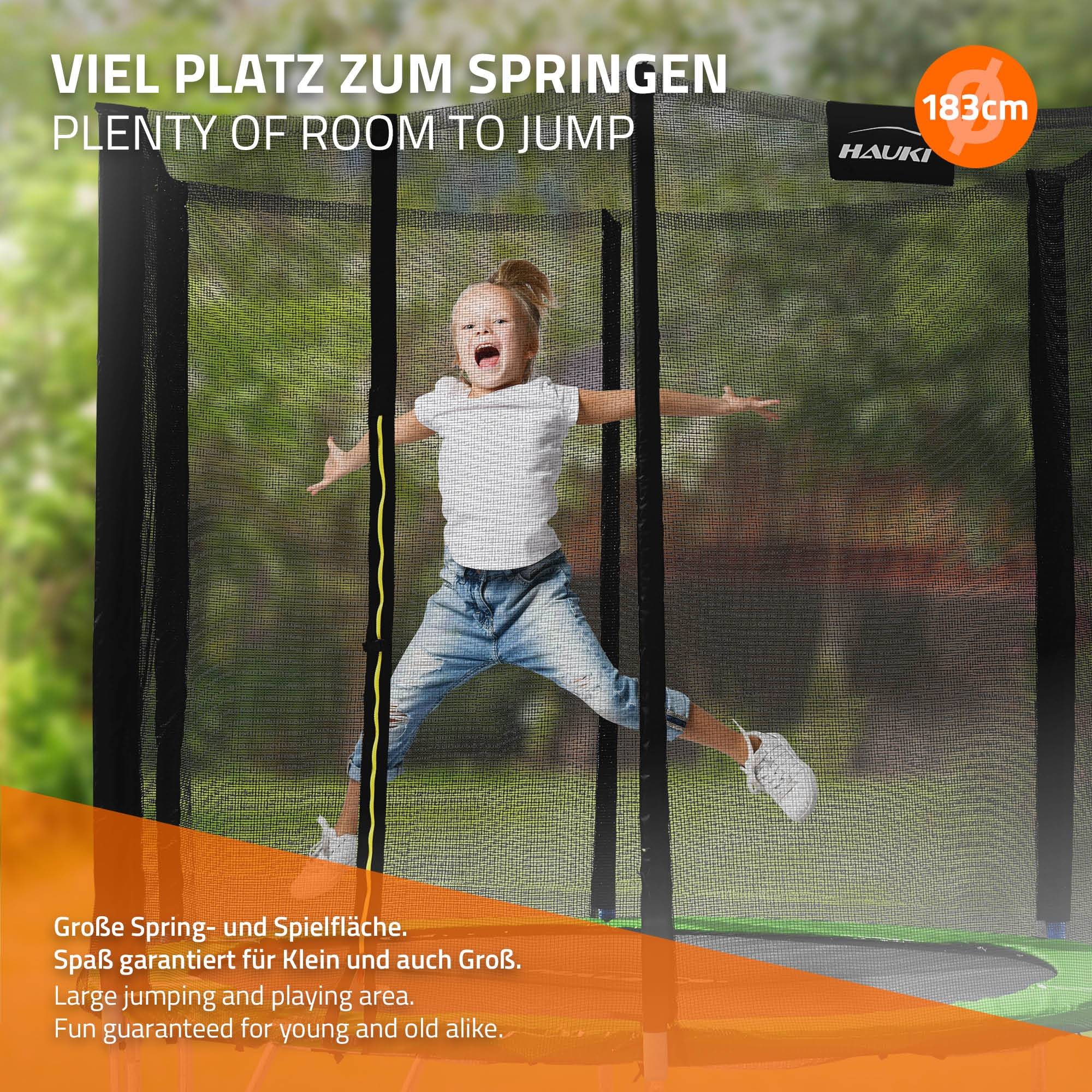 Trampoline de jardin avec filet de sécurité et échelle set complet vert Ø 183 cm - Image 6