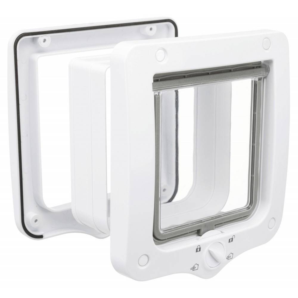 Chatière 4 positions avec tunnel 20 × 22 cm extérieur blanche pour chat - Image 2
