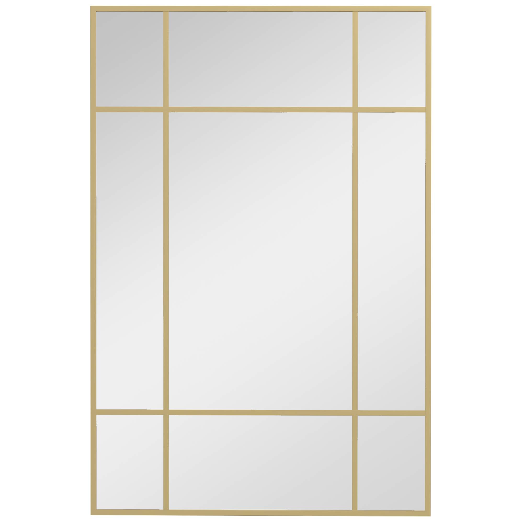 Sans Marque - Miroir mural décoratif cadre métal rayures dorées verre multicouche 90x2x60 cm - Image 1