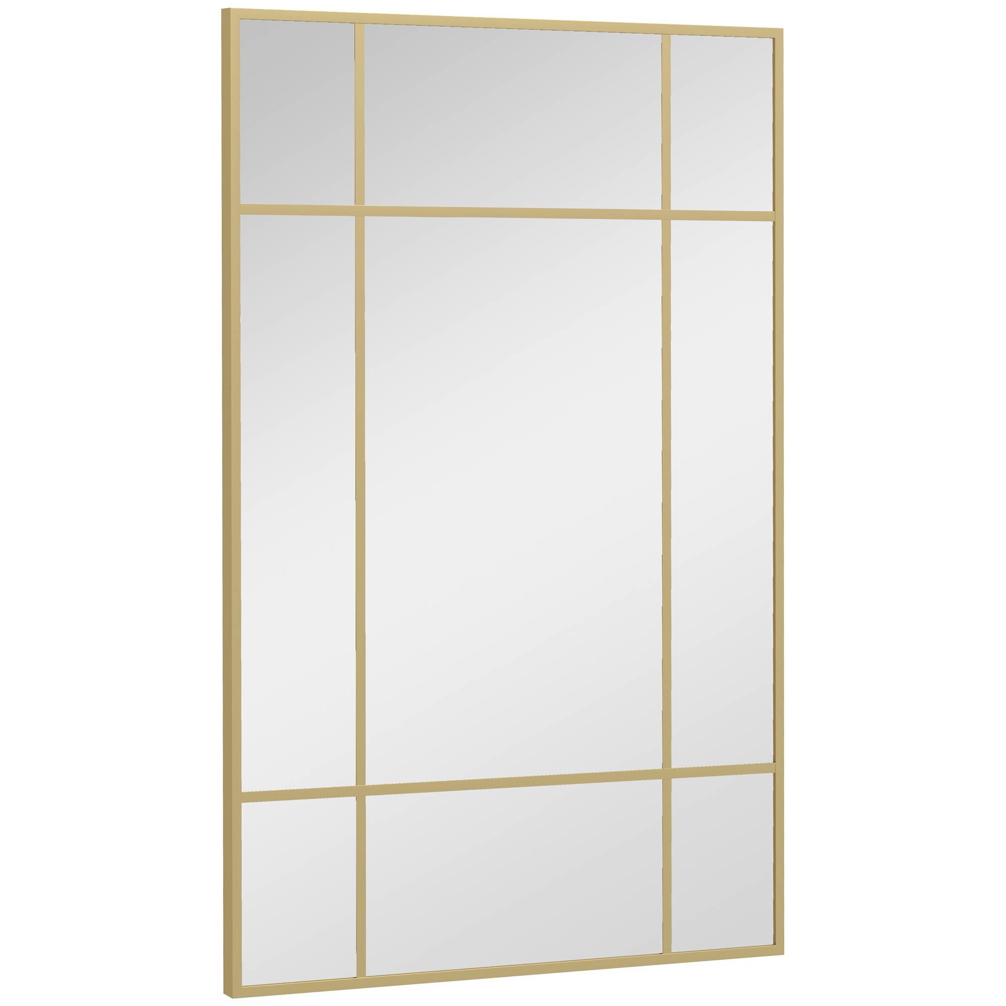 Sans Marque - Miroir mural décoratif cadre métal rayures dorées verre multicouche 90x2x60 cm - Image 2