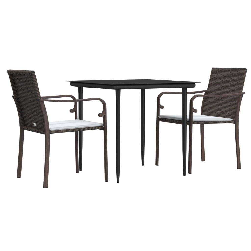 ComfortXL - Set bistrot de jardin 2 personnes résine tressée table verre pour balcon Marron – ComfortXL Outdoor Living - Image 3