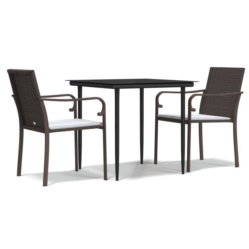 ComfortXL - Set bistrot de jardin 2 personnes résine tressée table verre pour balcon Marron – ComfortXL Outdoor Living - Image 2