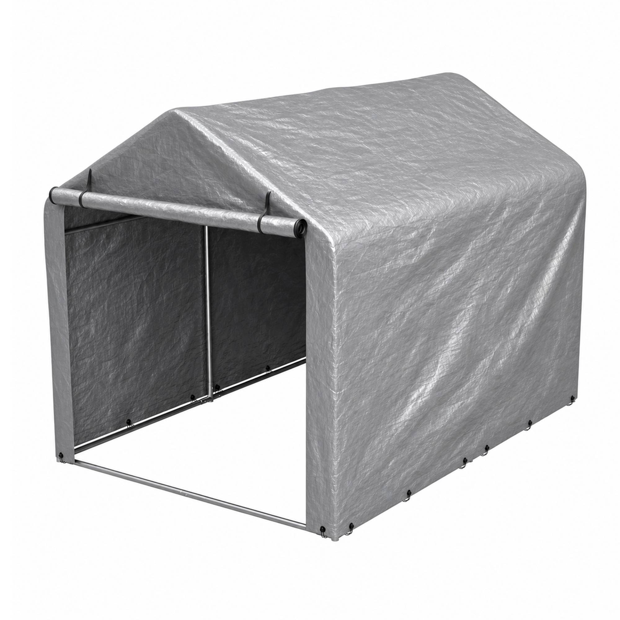 Abri de stockage porte enroulable 220×160×165 cm, bâche étanche anti-UV, acier galvanisé gris - Image 7