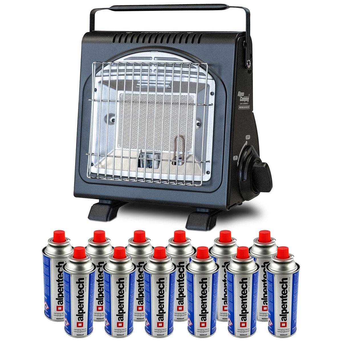 Chauffage à gaz portable 1700W Avec système sécurité + 12 Cartouches gaz ALPEN - Image 1