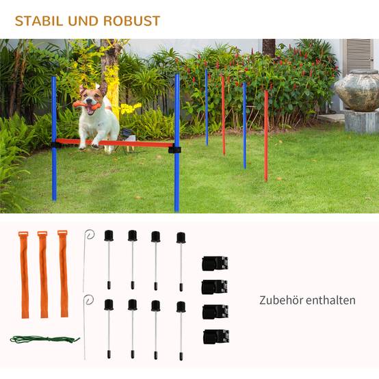 Kit d'agilité pour chien plastique bleu et rouge 3.2 x 3.2 x 86 cm - PANGIVO - Image 7