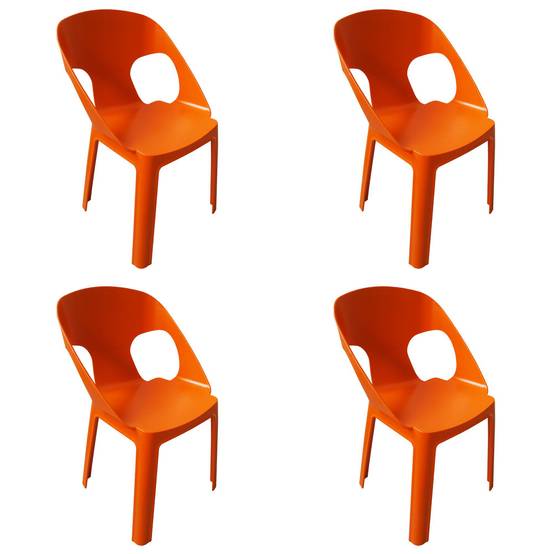 Set 4 chaises pour enfants intérieur, extérieur orange RITA garbar - Image 1