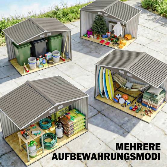Abri de jardin 5,4 m² 2,77 x 1,95 x 1,92 m kit de fondation porte coulissante ventilations acier galvanisé, gris - Image 9
