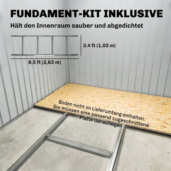 Abri de jardin 5,4 m² 2,77 x 1,95 x 1,92 m kit de fondation porte coulissante ventilations acier galvanisé, gris - Image 8