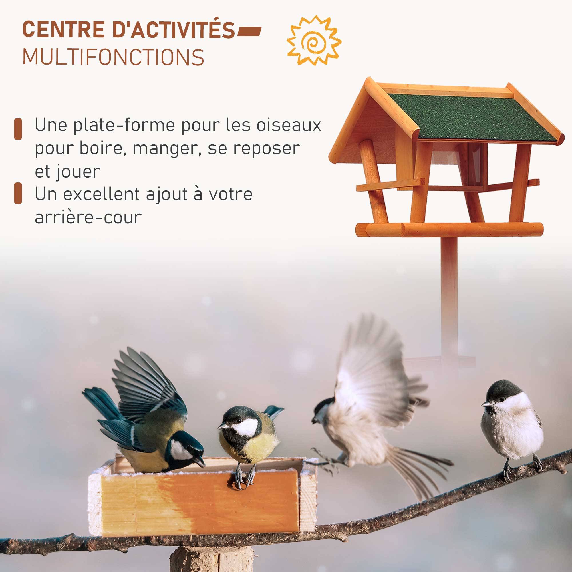 Sans Marque - Mangeoire pour oiseaux sauvages sur Pied Abris à oiseaux nichoir a Plateau Station a Oiseaux Bois pour Exterieur 150cm - Image 7
