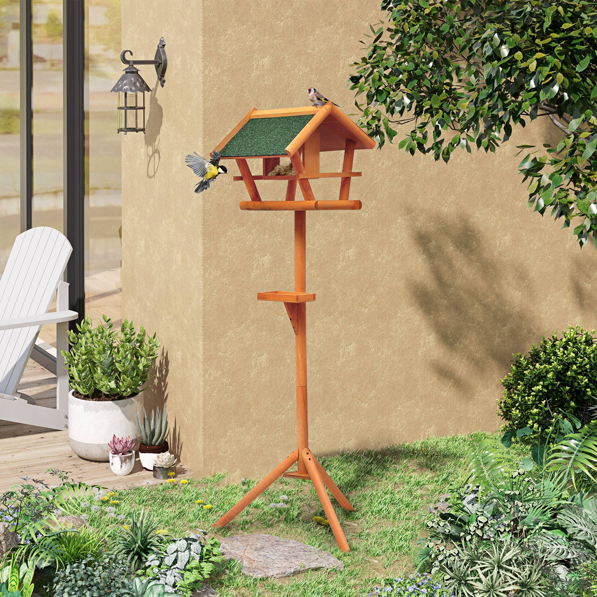 Sans Marque - Mangeoire pour oiseaux sauvages sur Pied Abris à oiseaux nichoir a Plateau Station a Oiseaux Bois pour Exterieur 150cm - Image 4