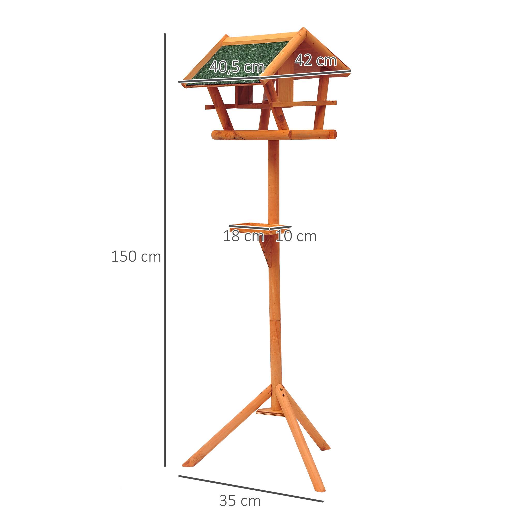Sans Marque - Mangeoire pour oiseaux sauvages sur Pied Abris à oiseaux nichoir a Plateau Station a Oiseaux Bois pour Exterieur 150cm - Image 5