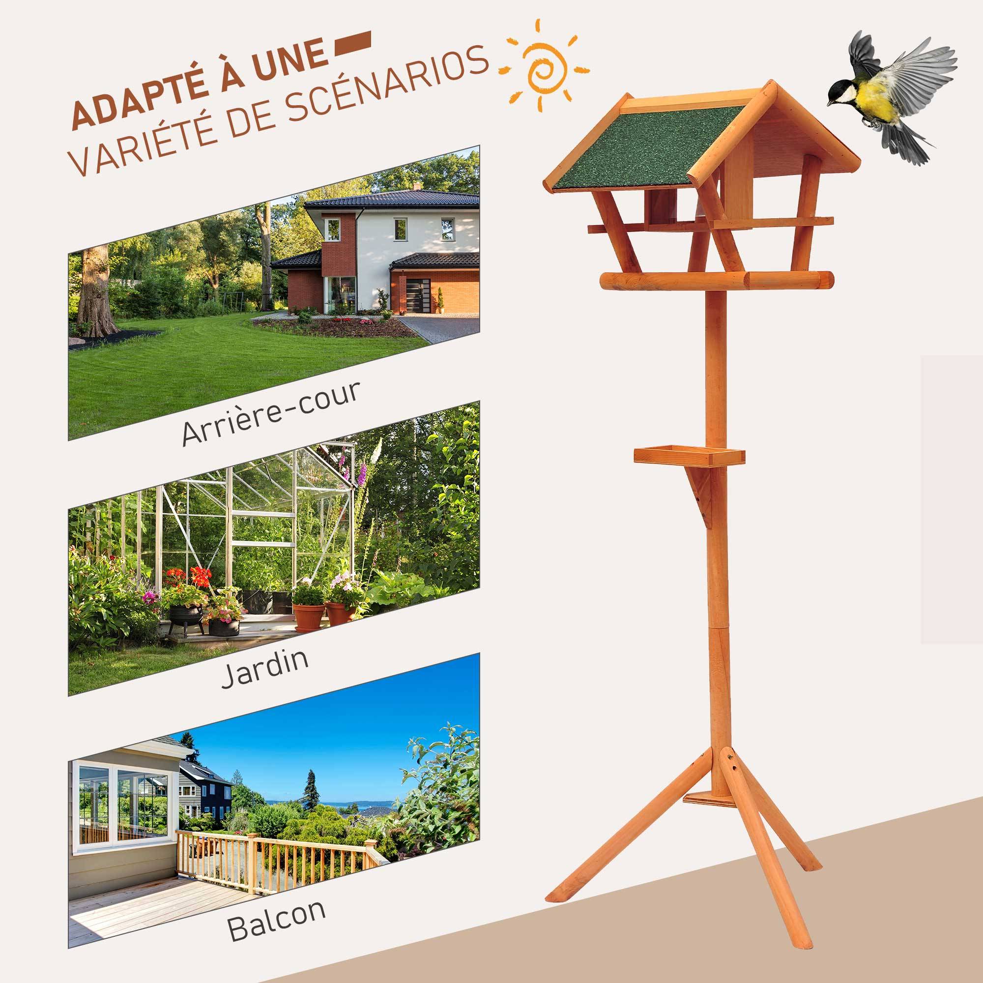 Sans Marque - Mangeoire pour oiseaux sauvages sur Pied Abris à oiseaux nichoir a Plateau Station a Oiseaux Bois pour Exterieur 150cm - Image 6