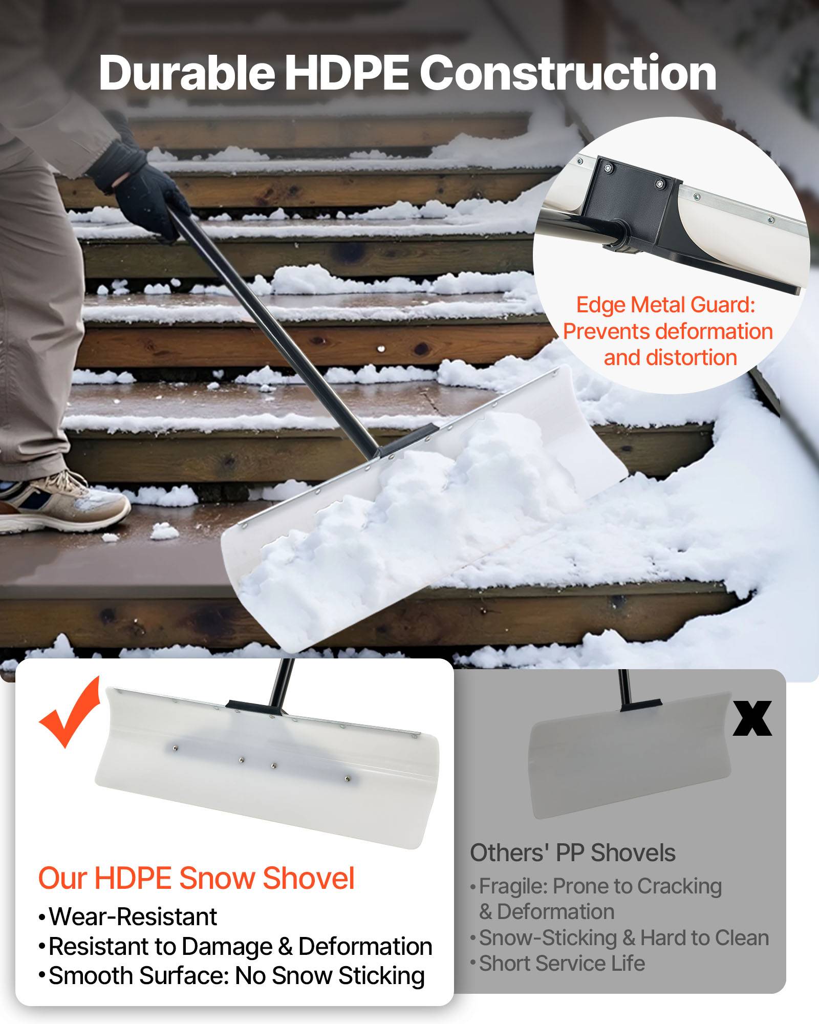 Vevor - VEVOR Pelle à Neige Poussoir à Neige Plastique PEHD 76,2 cm pour Allée Escalier - Image 3
