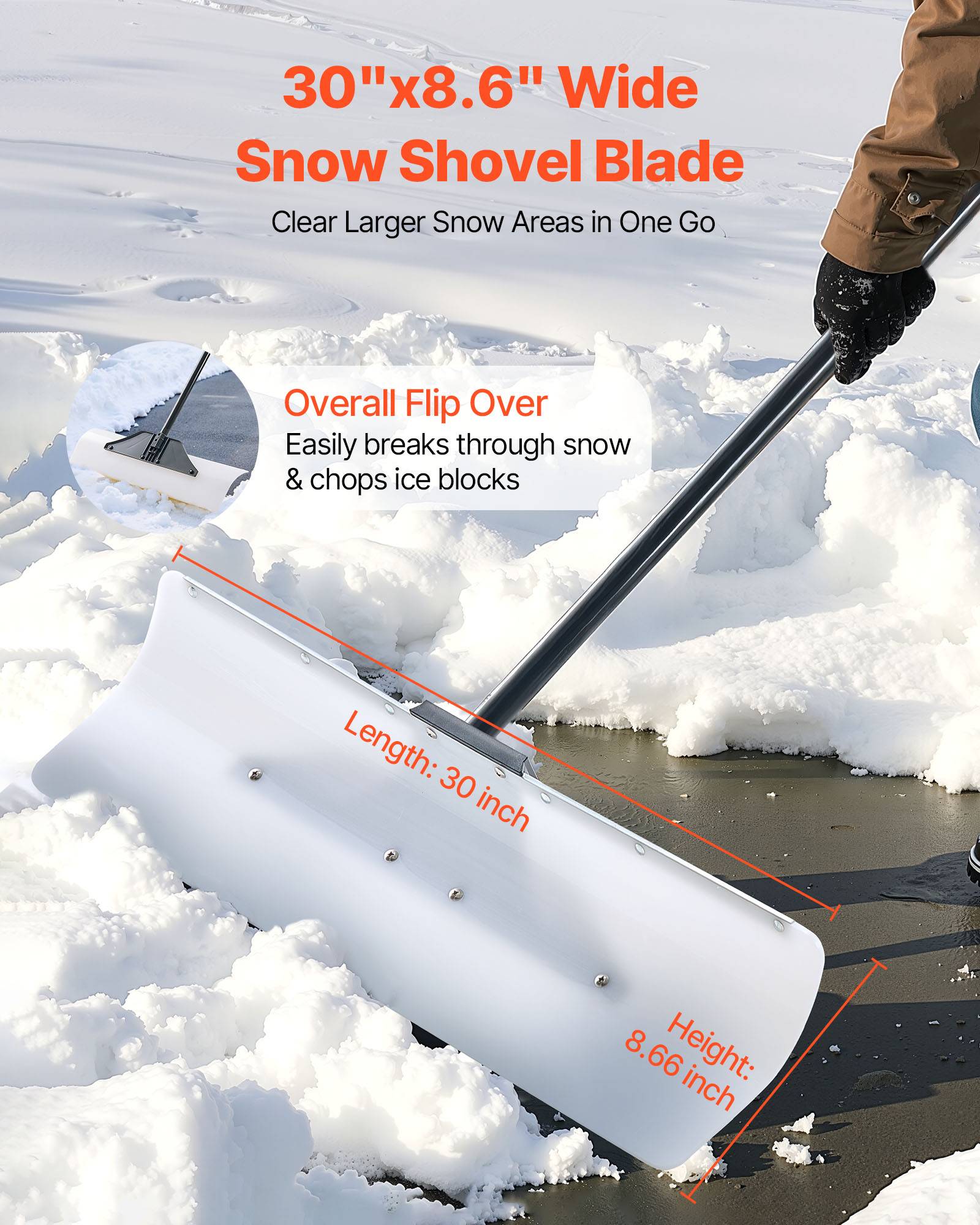 Vevor - VEVOR Pelle à Neige Poussoir à Neige Plastique PEHD 76,2 cm pour Allée Escalier - Image 2