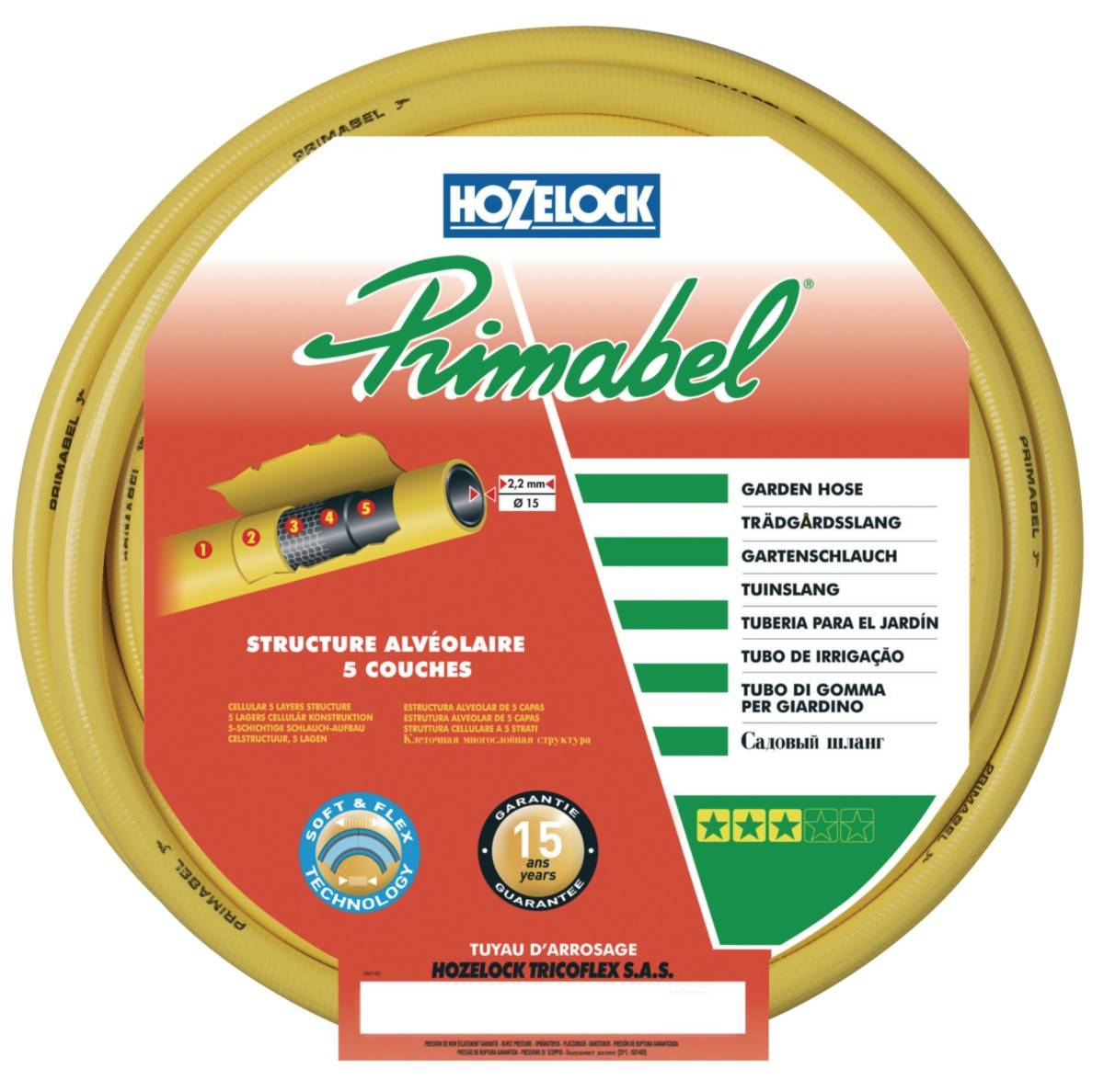 Tuyau d'arrosage souple multicouche d15 mm x 50 m - jaune 116394 Tricoflex - Image 1