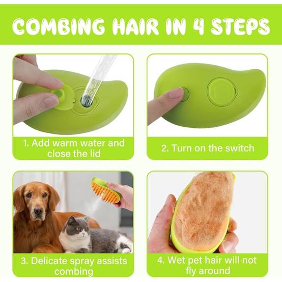 Brosse à vapeur 3-en-1 pour chien et chat - Toilettage et massage - Living123 - Image 5