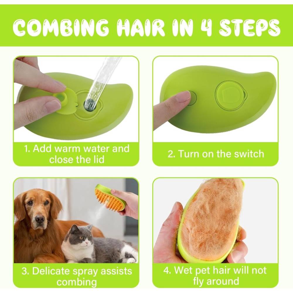 Brosse à vapeur 3-en-1 pour chien et chat - Toilettage et massage - Living123 - Image 5