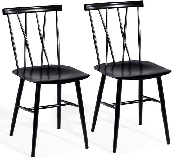 Chaise Salle à Manger Lot de 2,Chaise Cuisine en Métal, Hauteur d'Assise 43,5 cm,Charge 150 KG,Noir - Image 1