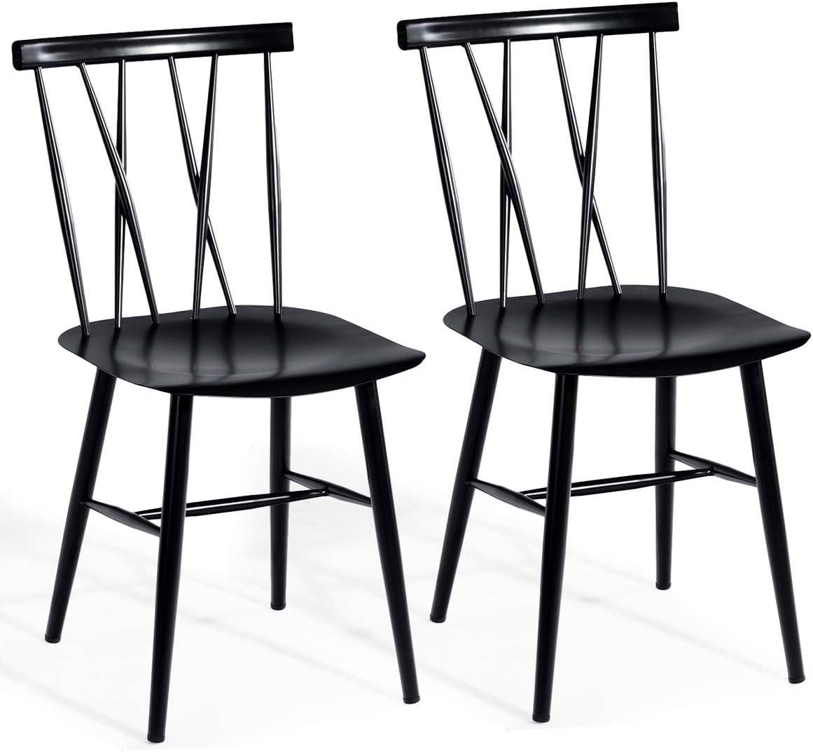Chaise Salle à Manger Lot de 2,Chaise Cuisine en Métal, Hauteur d'Assise 43,5 cm,Charge 150 KG,Noir - Image 1