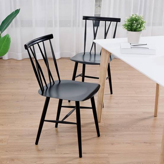 Chaise Salle à Manger Lot de 2,Chaise Cuisine en Métal, Hauteur d'Assise 43,5 cm,Charge 150 KG,Noir - Image 6