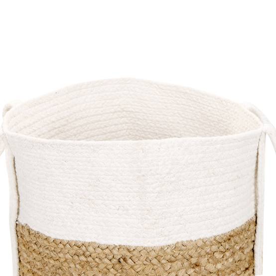 Lot de 2 Paniers de Rangement en Jute Naturel et Coton Blanc Panier à Linge Tressé Naturel et Blanc - Image 6
