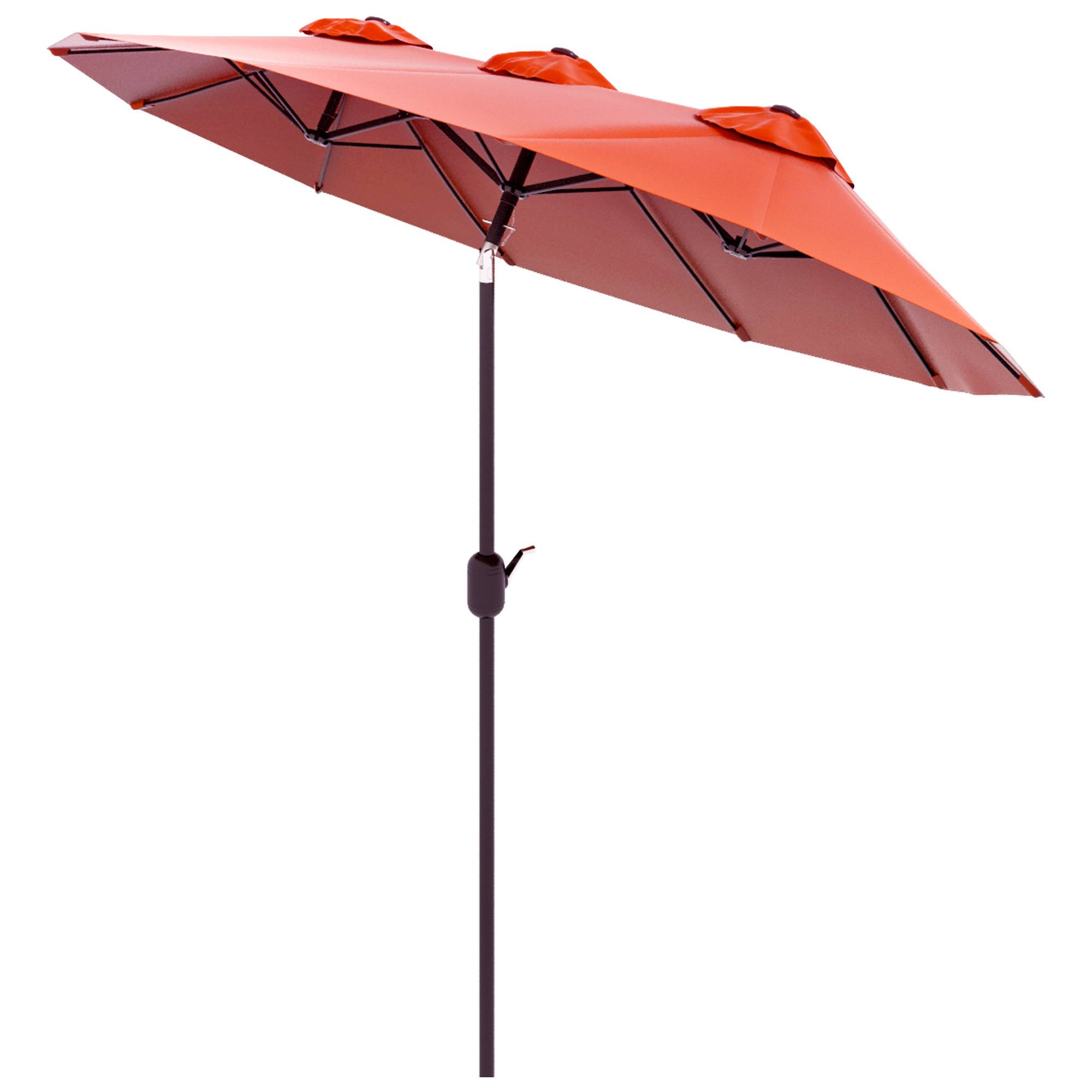 ComfortXL - Parasol Double Rectangulaire Acier pour Jardin Terrasse Inclinable avec Manivelle 2.95x1.52m Rouge - ComfortXL Outdoor Living - Image 2