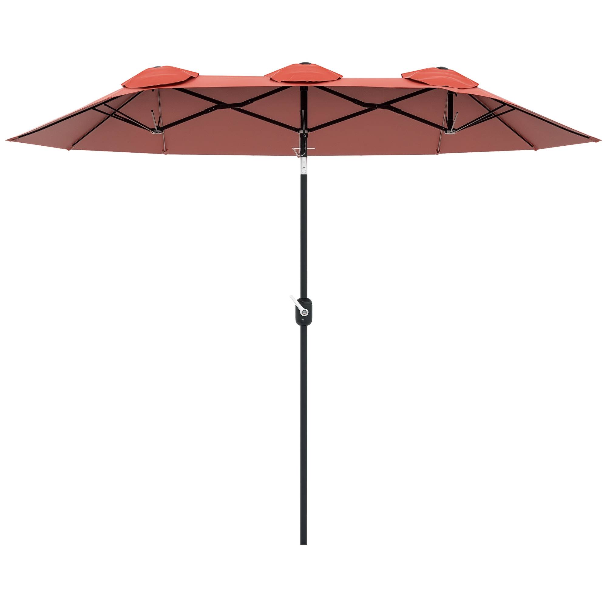 ComfortXL - Parasol Double Rectangulaire Acier pour Jardin Terrasse Inclinable avec Manivelle 2.95x1.52m Rouge - ComfortXL Outdoor Living - Image 1