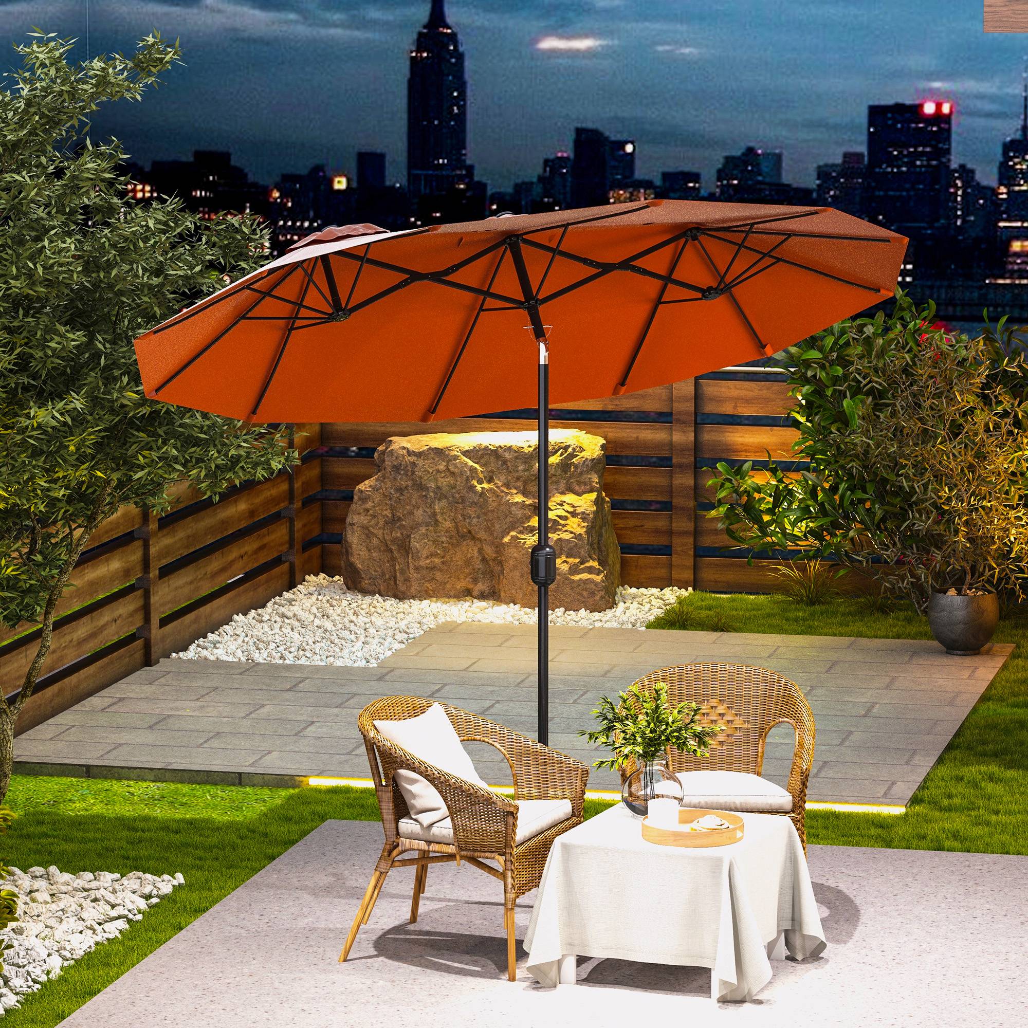 ComfortXL - Parasol Double Rectangulaire Acier pour Jardin Terrasse Inclinable avec Manivelle 2.95x1.52m Rouge - ComfortXL Outdoor Living - Image 4