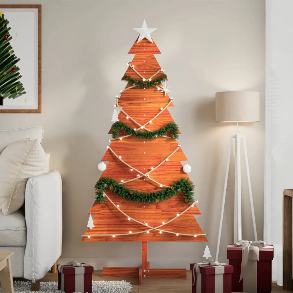 Sapin de Noël en Bois Pin Massif Décoration Intérieure 150 cm Brun – ComfortXL Outdoor Living - Image 1