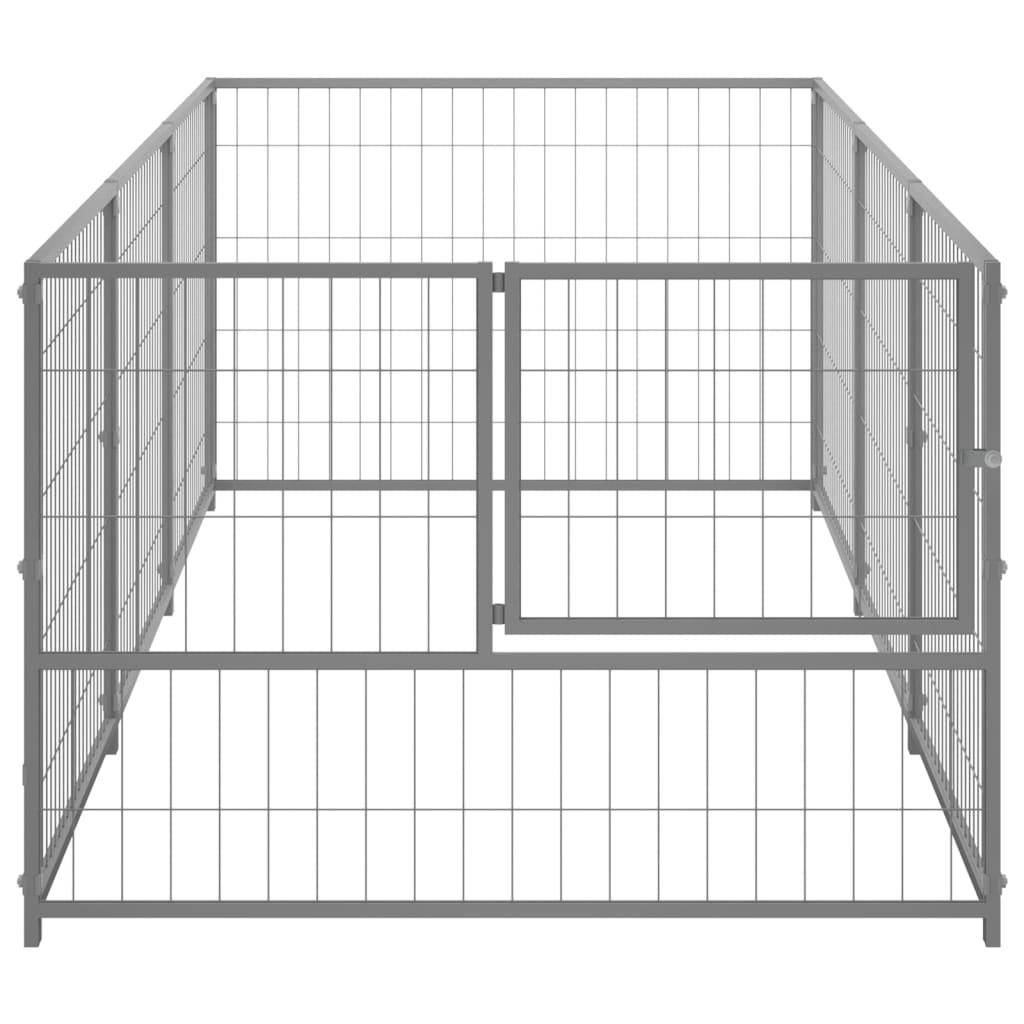 Helloshop26 - Chenil extérieur cage enclos parc animaux chien argenté 3 m² acier - Image 4