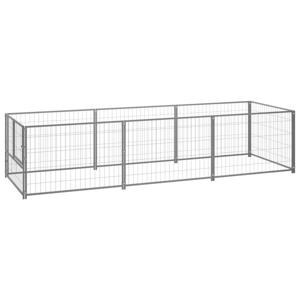 Helloshop26 - Chenil extérieur cage enclos parc animaux chien argenté 3 m² acier - Image 1