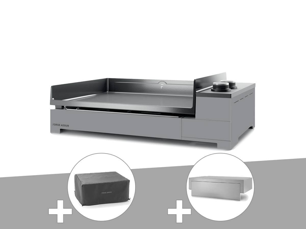 Forge Adour - Plancha gaz Premium 60 acier avec housse et couvercle pour plancha - Forge Adour