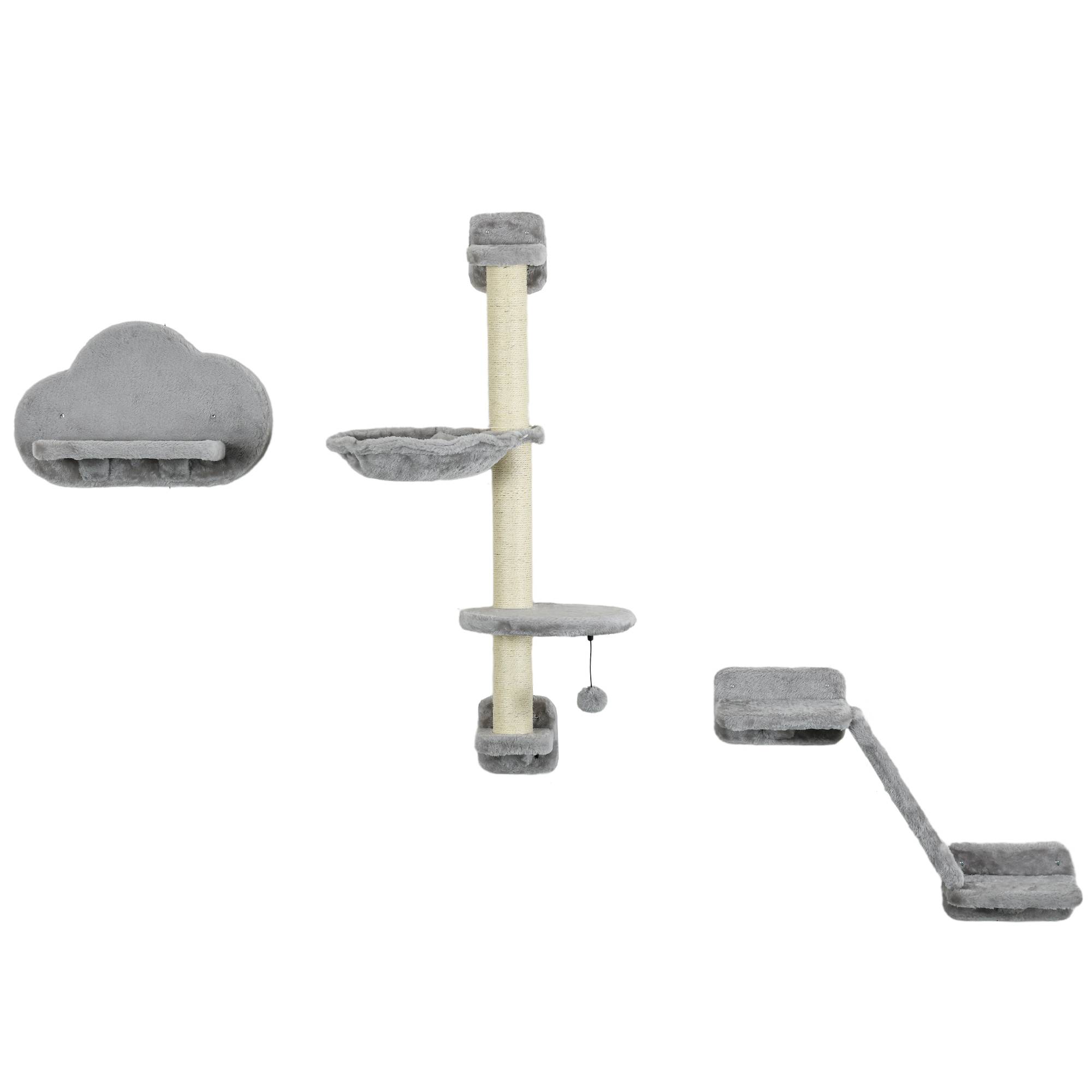 Sans Marque - Juego de Pared de Escalada para Gatos de 3 Piezas con Hamaca Rampa con Rascador Plataforma en Forma de Nube Gris - Image 2