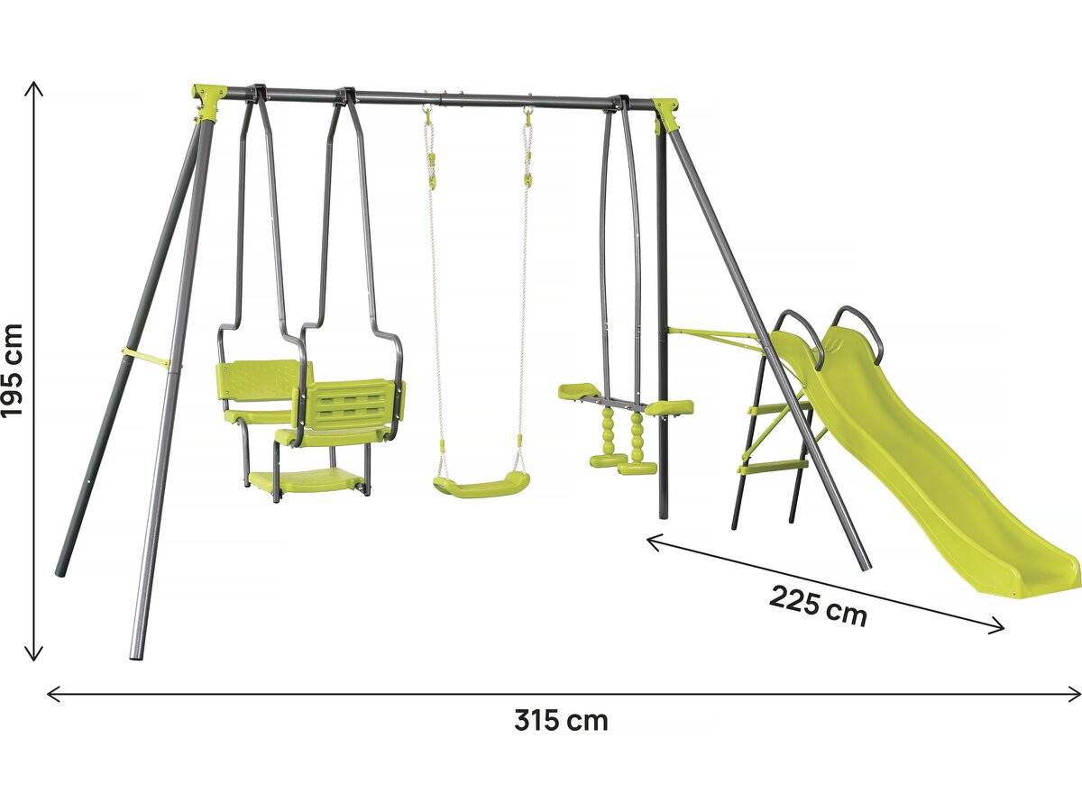Portique En Métal Avec Toboggan "ludo Ii" Avec 4 Agrès - Vert -habitat Et Jardin - Image 3