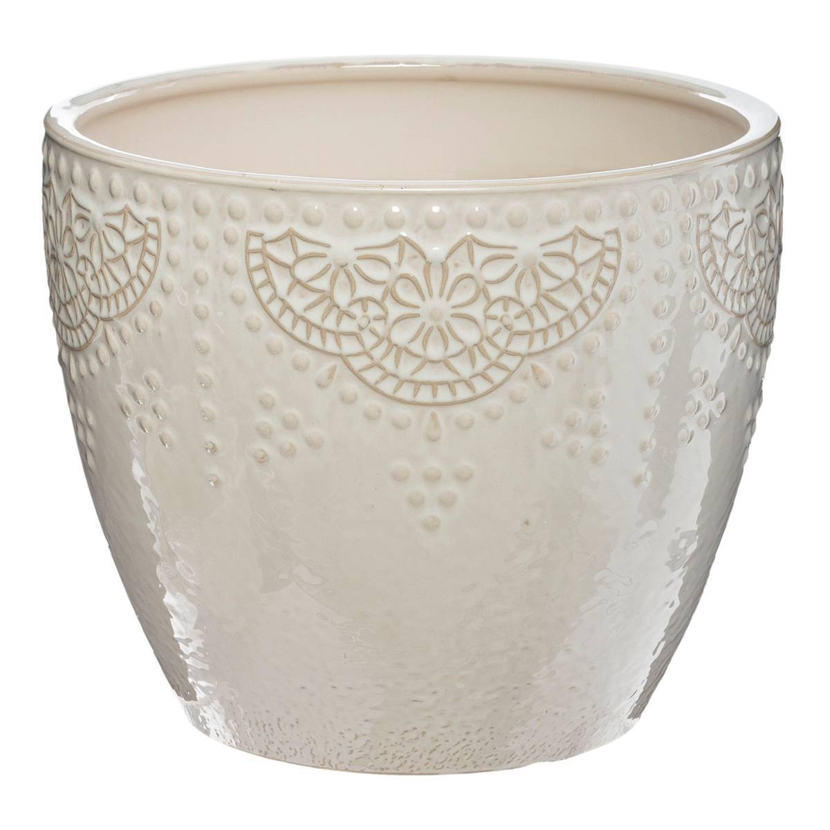 Atmosphera - Set de 3 pots "Bijoux" blanc D20/25/30cm - Atmosphera Créateur d'intérieur - Image 3