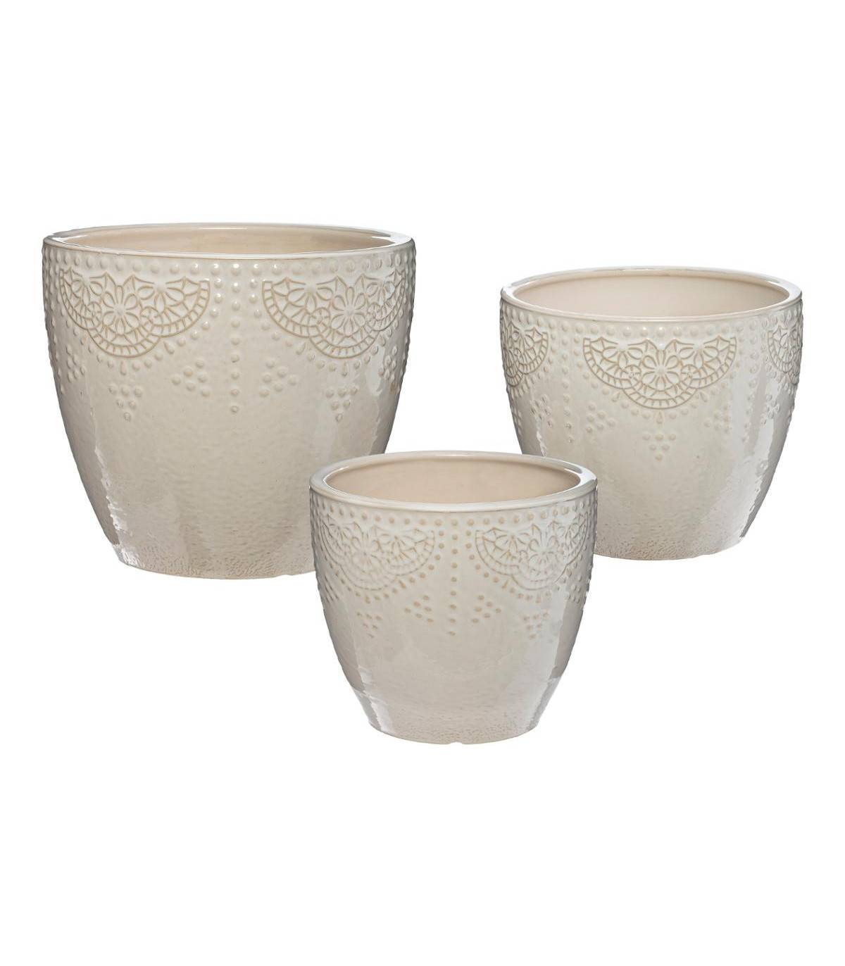 Set de 3 Pots de fleurs en Céramique Blanche - Image 1