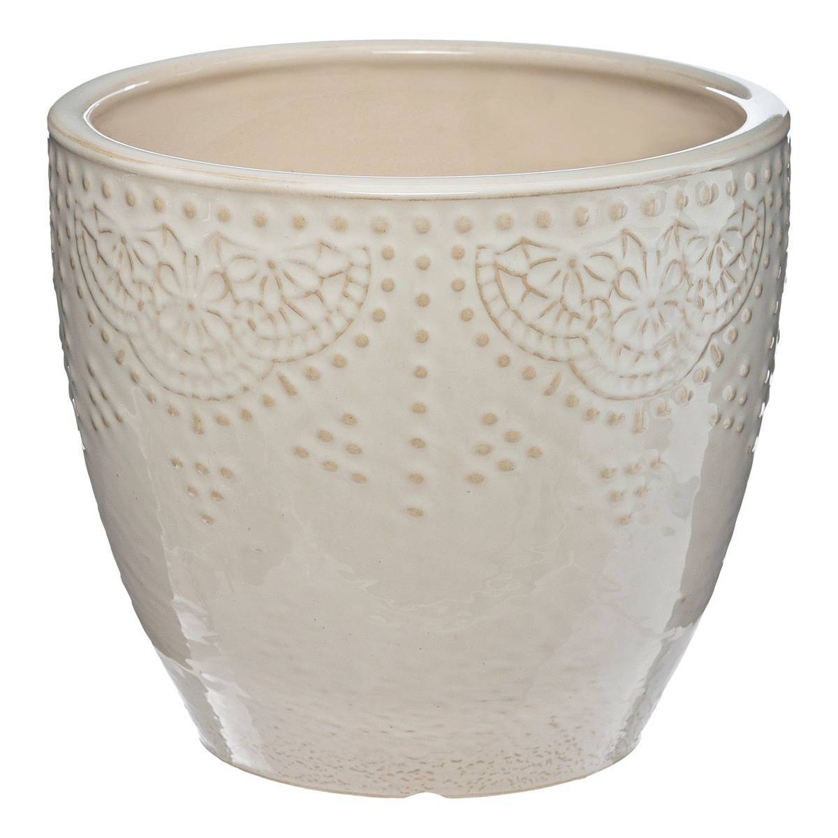 Atmosphera - Set de 3 pots "Bijoux" blanc D20/25/30cm - Atmosphera Créateur d'intérieur - Image 4