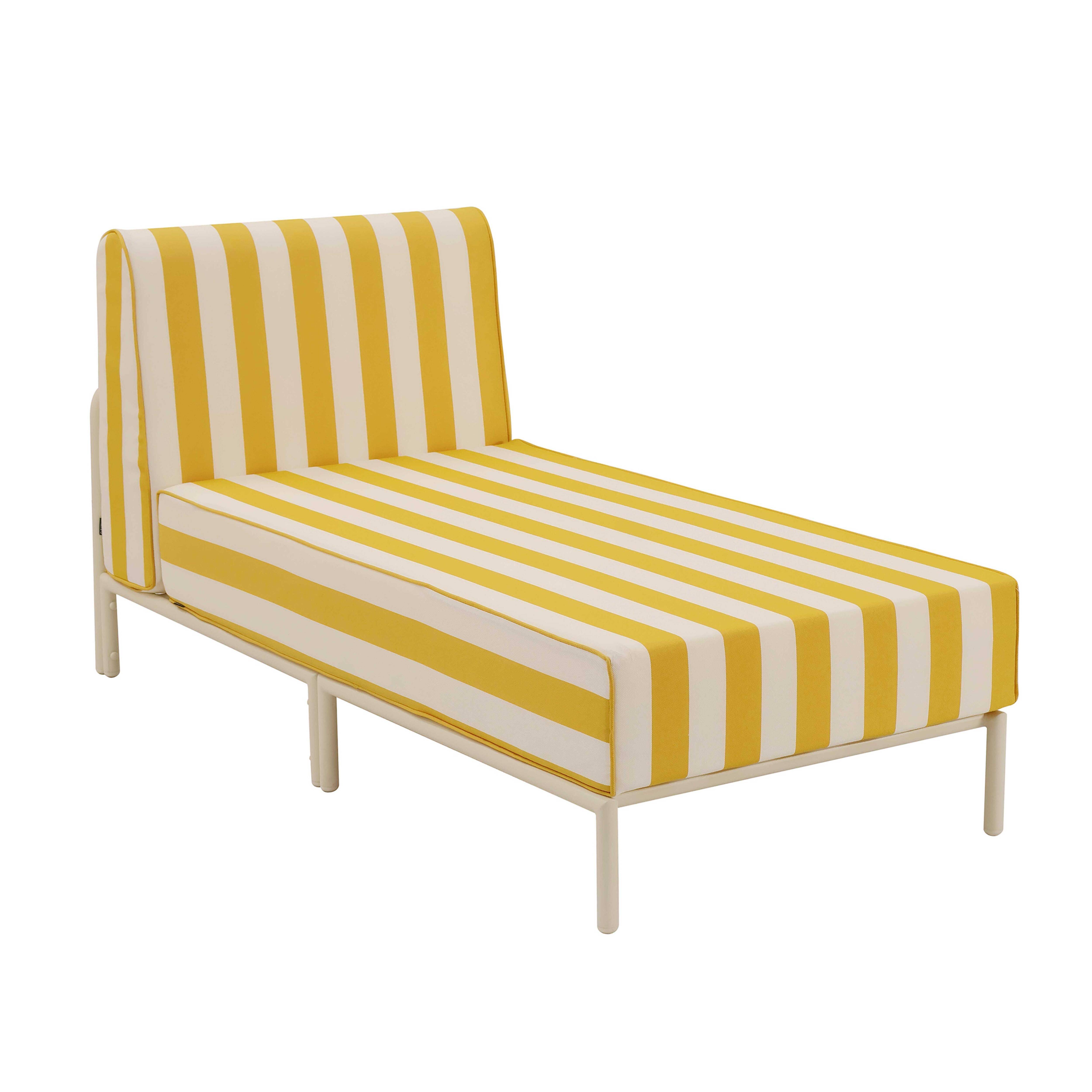 Oviala - Méridienne rayée pour salon de jardin modulable en tissu jaune clair Patio - Oviala - Image 1