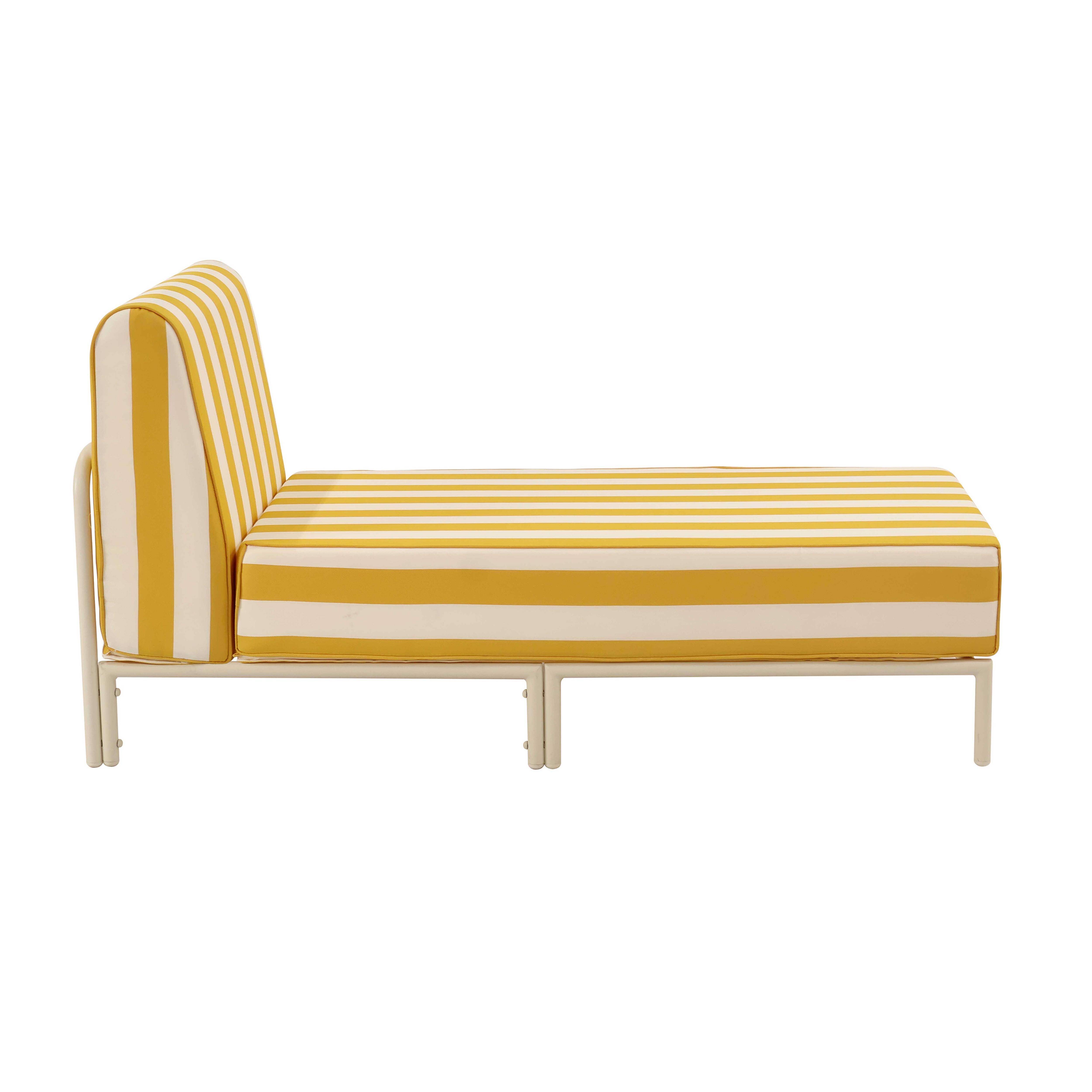 Oviala - Méridienne rayée pour salon de jardin modulable en tissu jaune clair Patio - Oviala - Image 6