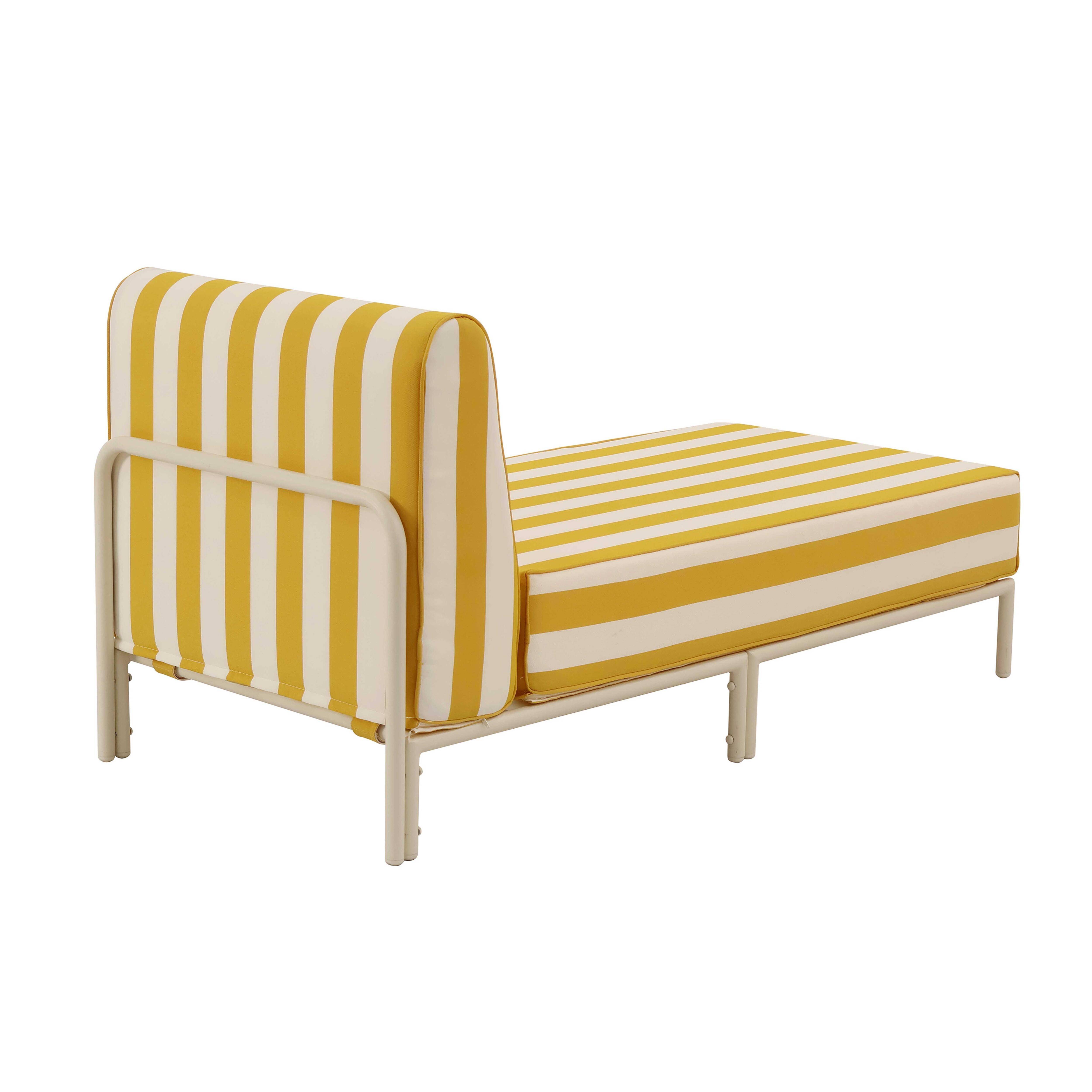 Oviala - Méridienne rayée pour salon de jardin modulable en tissu jaune clair Patio - Oviala - Image 4