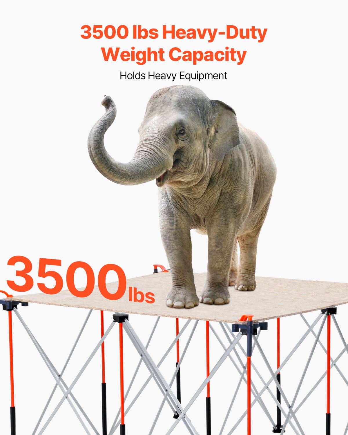 Vevor - VEVOR Châssis pliable 126,4x126,4 cm, support de travail 1 589 kg, sans assemblage, pieds d’établi portables, sac de rangement inclus - Image 2