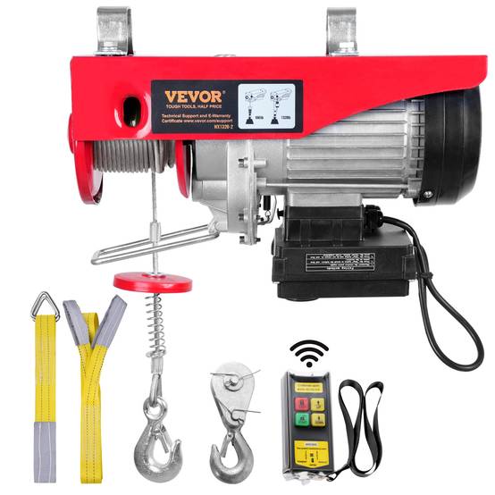 VEVOR Treuil à câble électrique 600 kg, palan avec télécommande sans fil 1150W, 10 m/min, ht. 12m. - Image 1