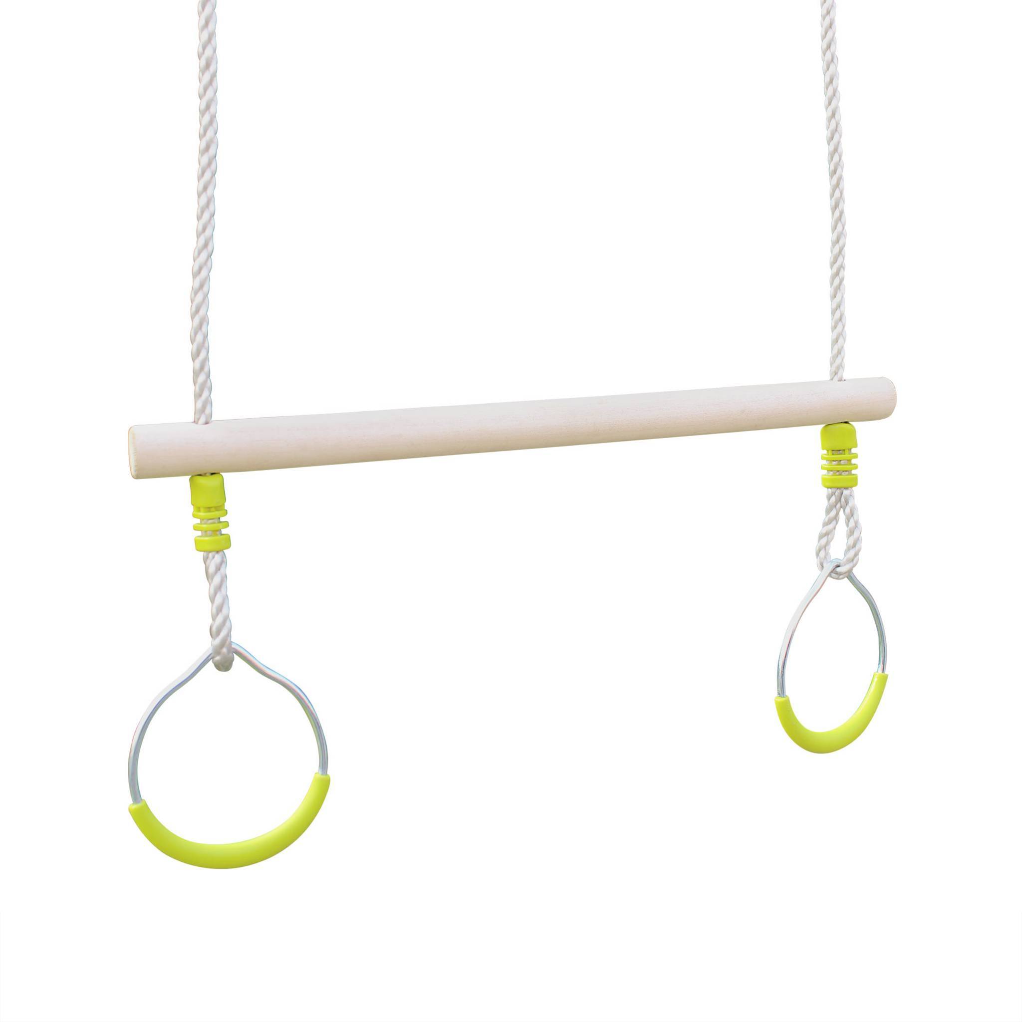 sweeek - Trapèze bois avec paire d’anneaux métal pour portique de 2 à 2.5m. agrès balançoire. accessoire | sweeek - Image 2