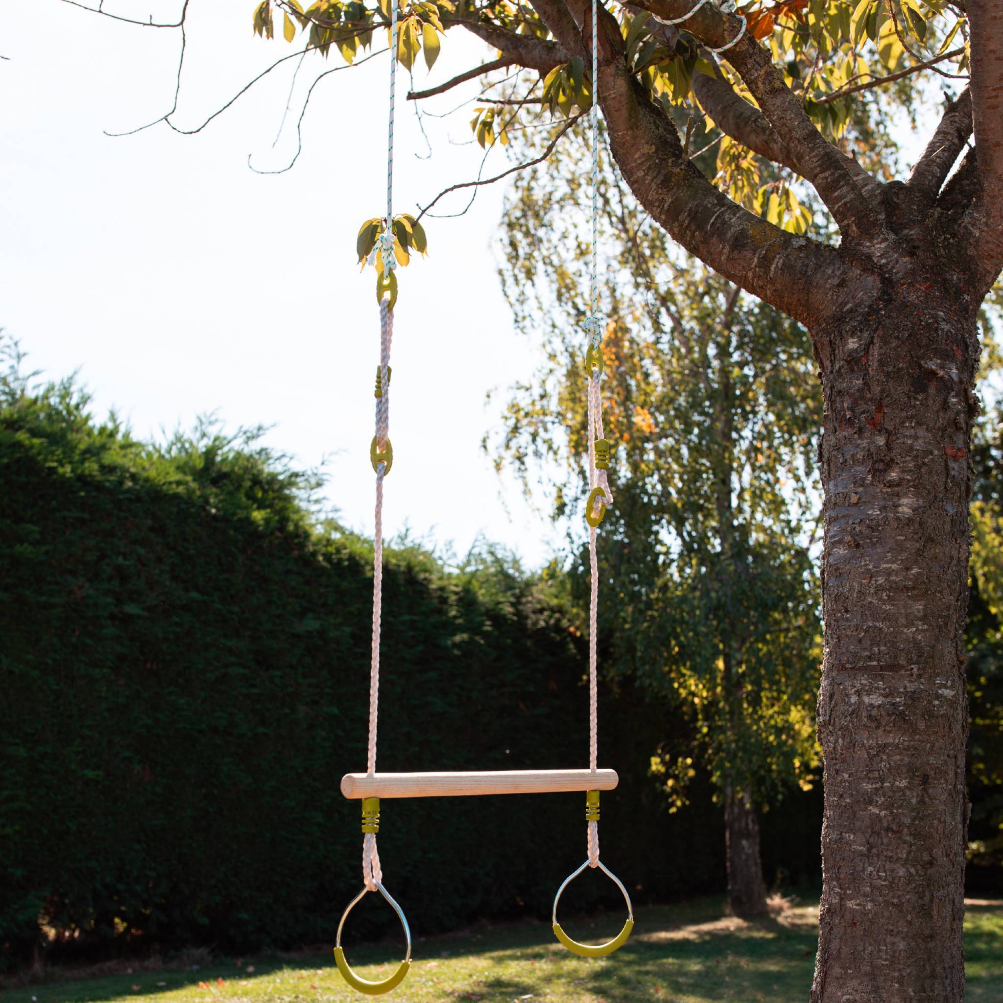 sweeek - Trapèze bois avec paire d’anneaux métal pour portique de 2 à 2.5m. agrès balançoire. accessoire | sweeek - Image 5