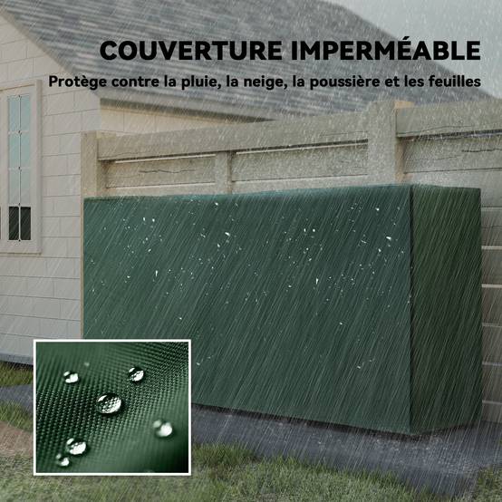 Range buches extérieur, abri buches, avec housse en PE, base surélevée, pour extérieur, 200 x 36 x 99 cm, métal, noir - Image 6